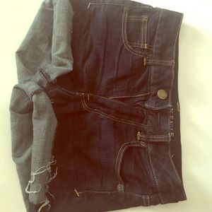 Dark wash high rise denim shorts