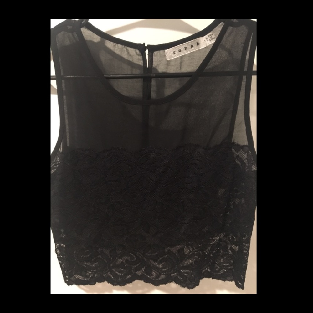 Black Lace Crop Top - Picture 2 of 3