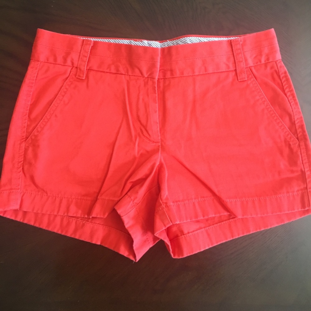 Red J Crew chino shorts