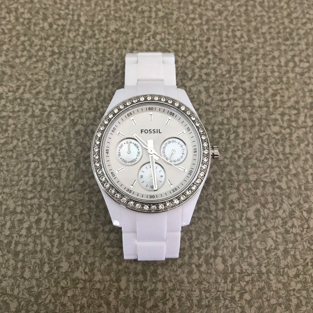 White Fossil Watch