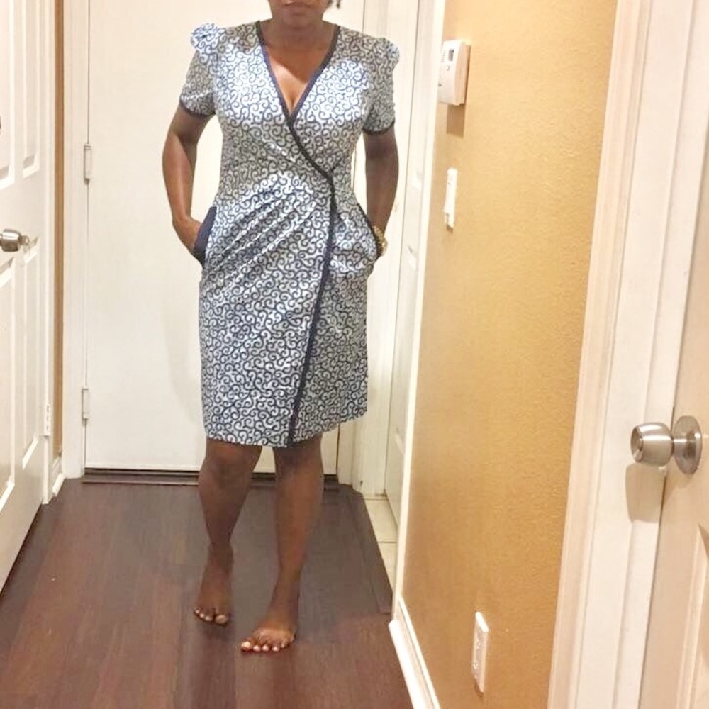 Ankara wrap dress with pockets sz 4