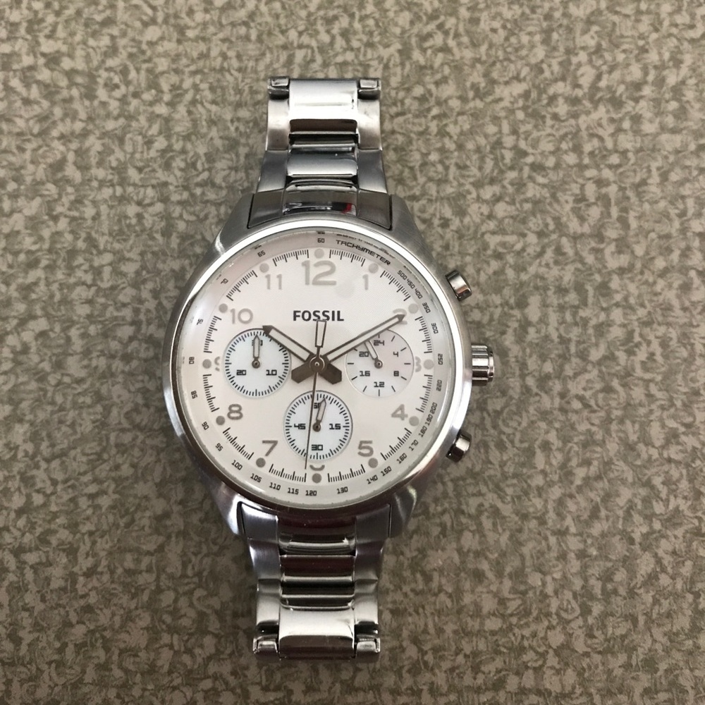 Silver Fossil Watch