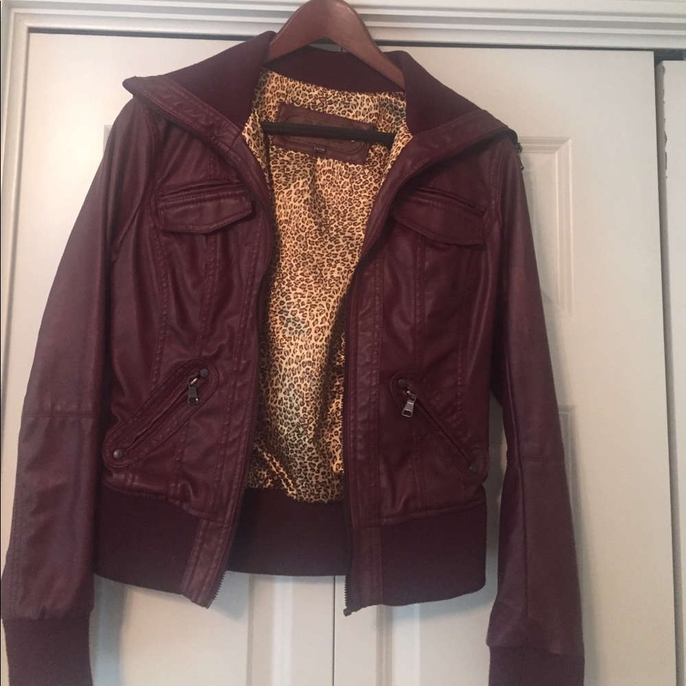 Maroon Leather Coat