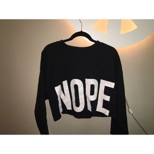 jac vanek cropped sweatshirt "nope"
