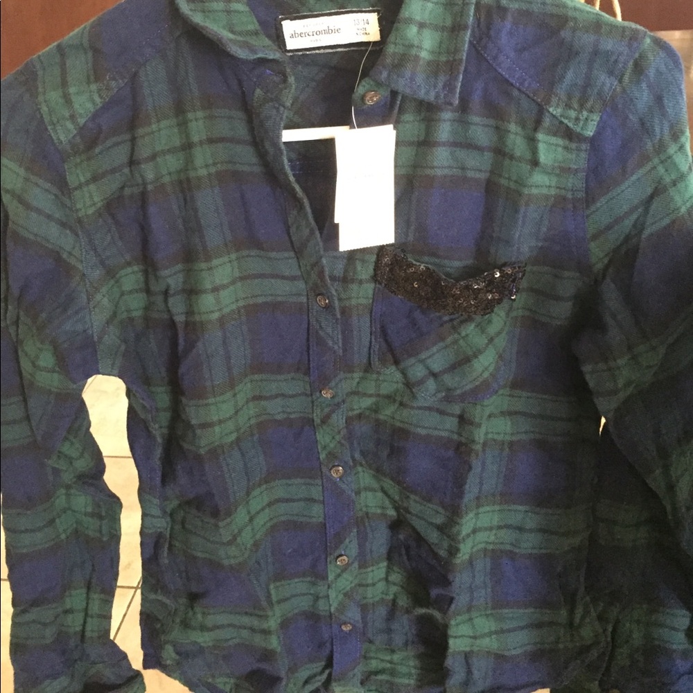 NWT Abercrombie Kids Flannel Shirt Size 13/14