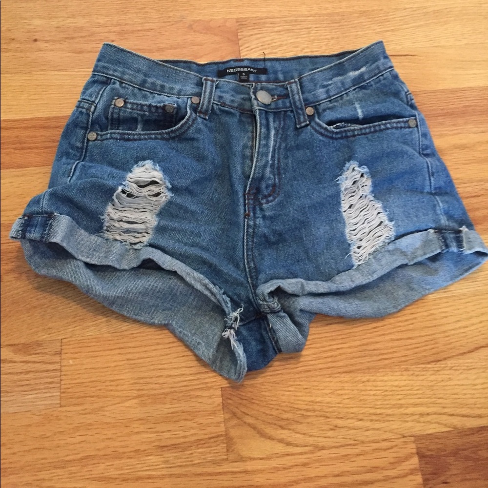 High waisted jean shorts