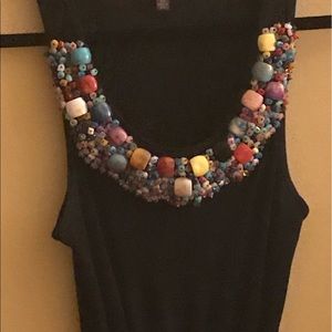 Black and blue dress with embroided design