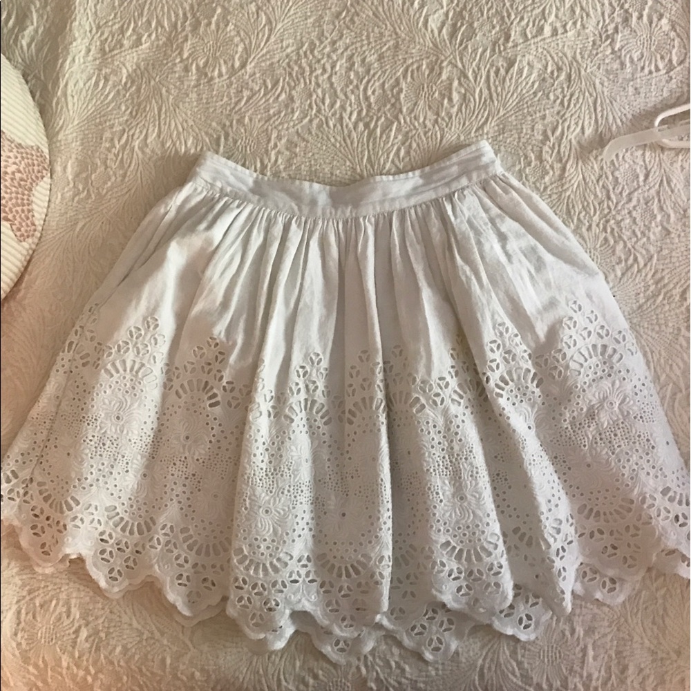 JACK WILLS WHITE LACE SKIRT (size 0; white)