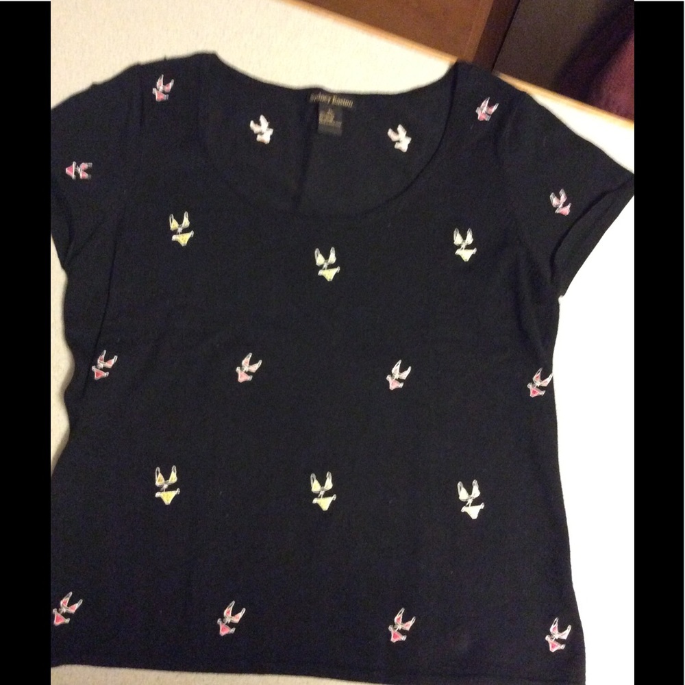 Black Short Sleeve Knit Top sz XL