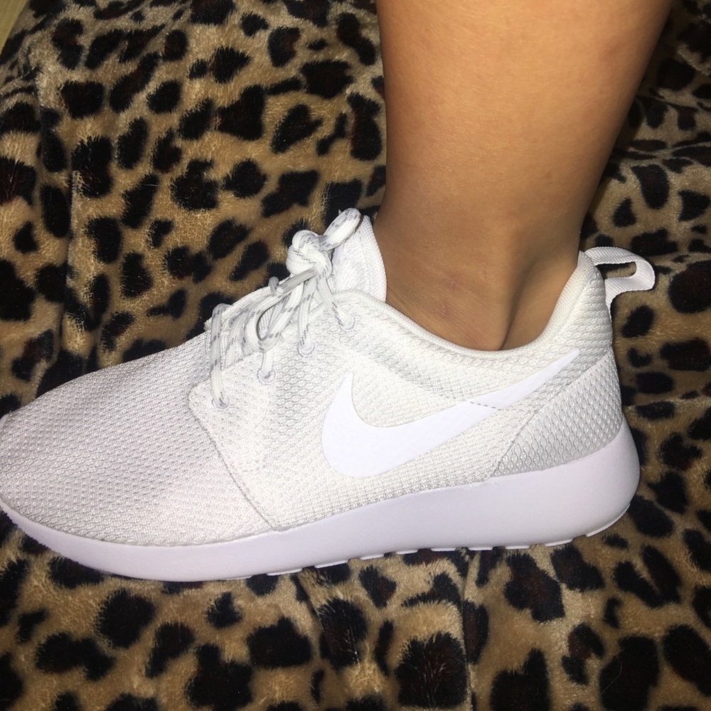 All White Nike Roche Running Shoes