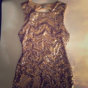 Gold sequin chevron dress