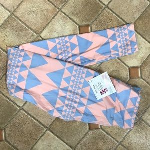 LulaRoe OS pink & blue Aztec leggings.
