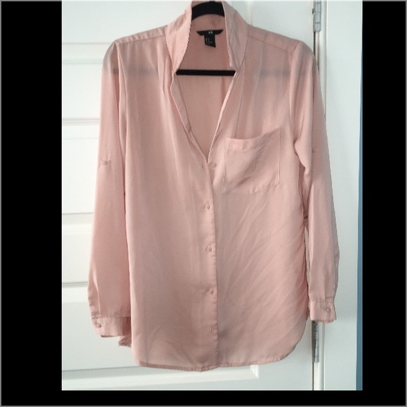 pink satin button down