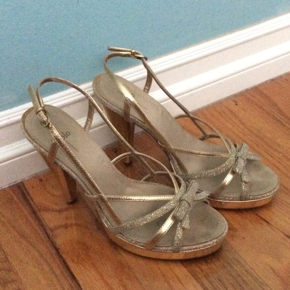 Paolo Lucerne gold evening slingback sandals