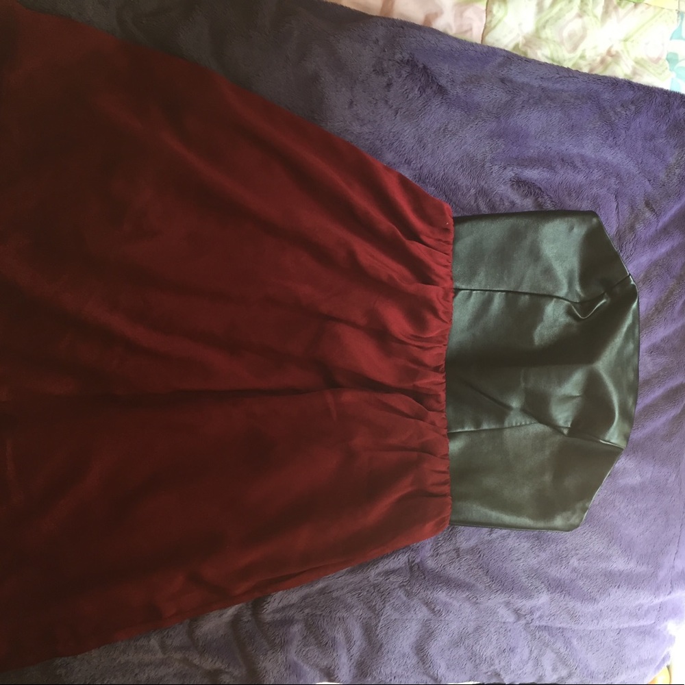 Leather strapless dress