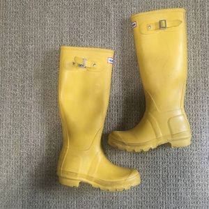 Hunter Rain Boots Galoshes Yellow Size 5 6 36
