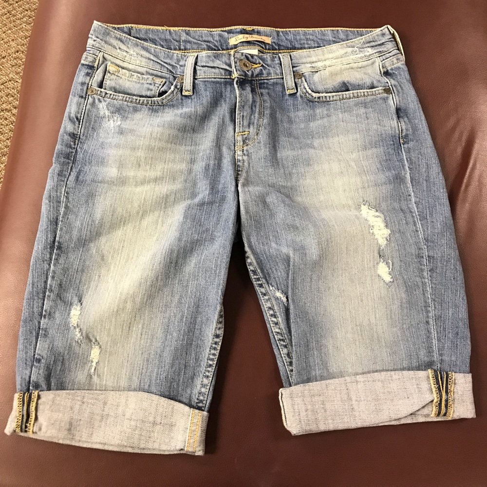 Lucky Long Distressed Jean Shorts Sz 8