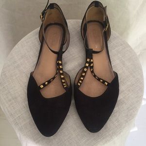 Chinese Laundry Black Flats with Gold Studs