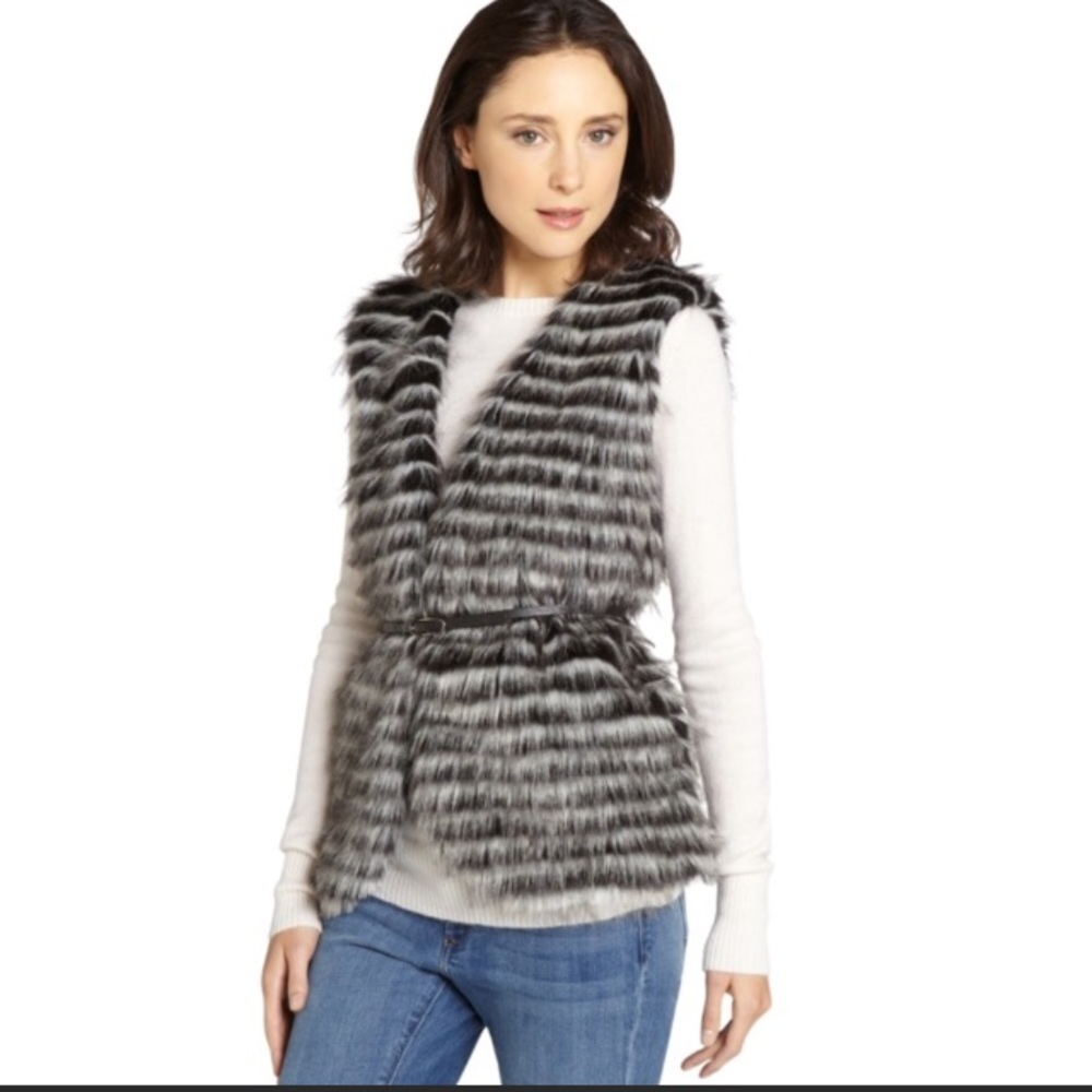 NWT Greylin Silvester faux fur black/white vest