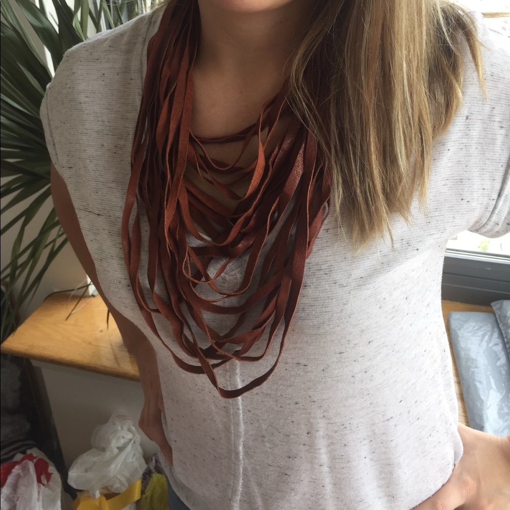 Layered Leather Necklace with Gold Clasps