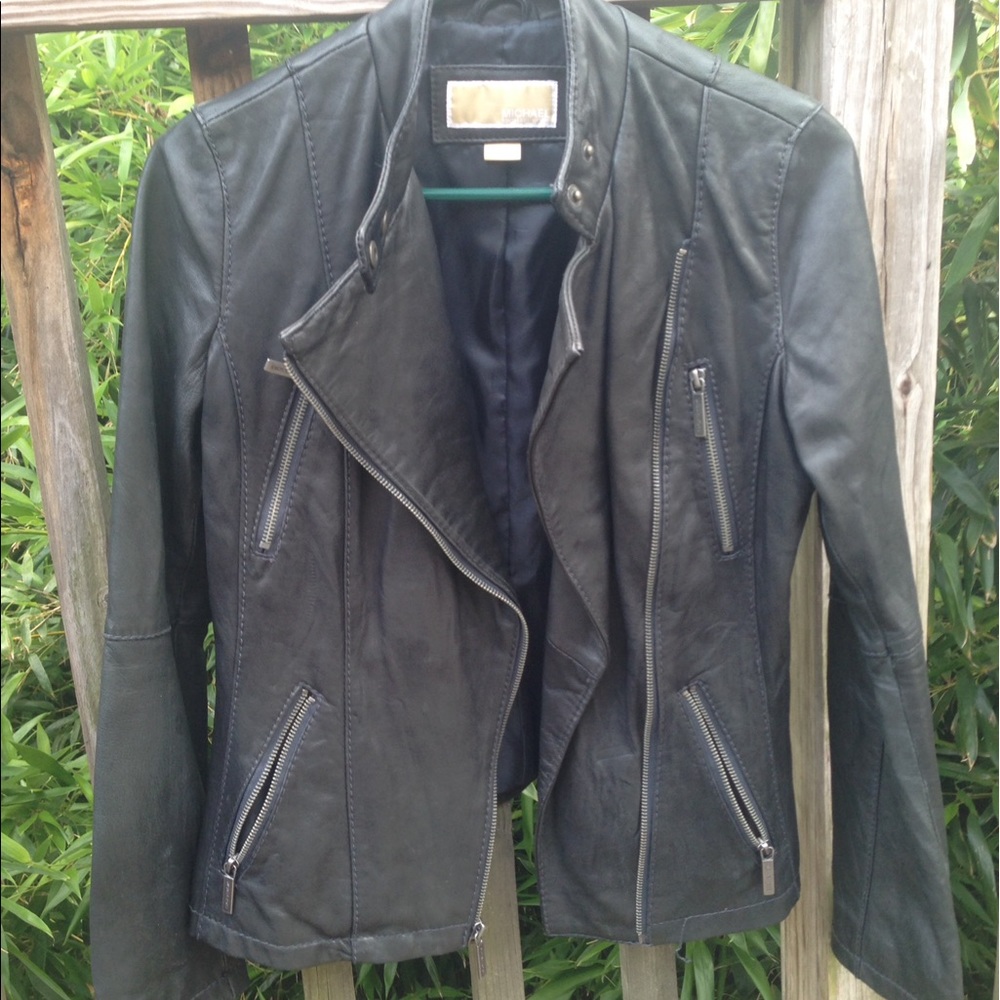 Michael Kors Black Leather Motorcycle Jacket!