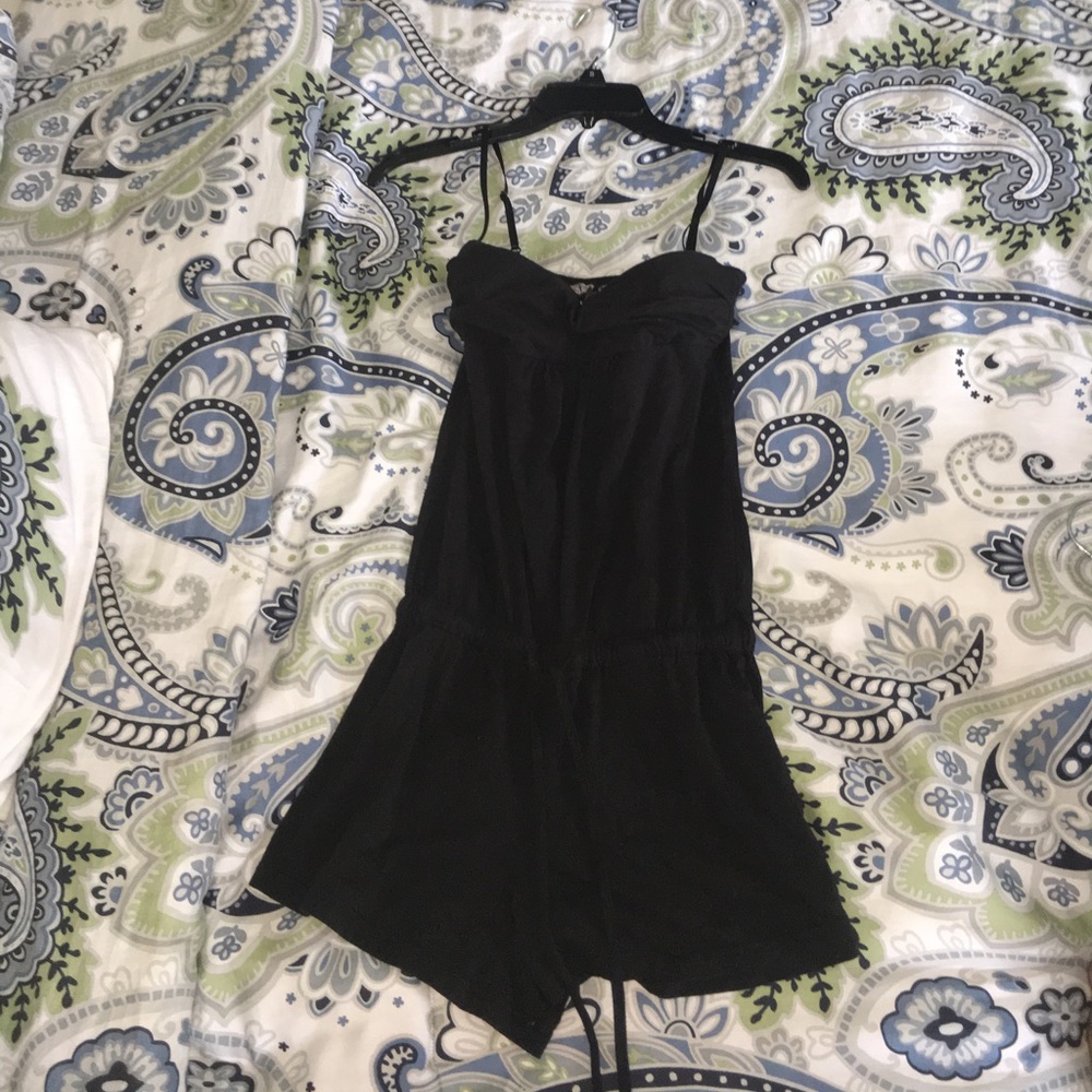 Black strapless romper