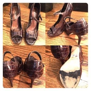 Aldo's Faux Croc Peep Toe Heels