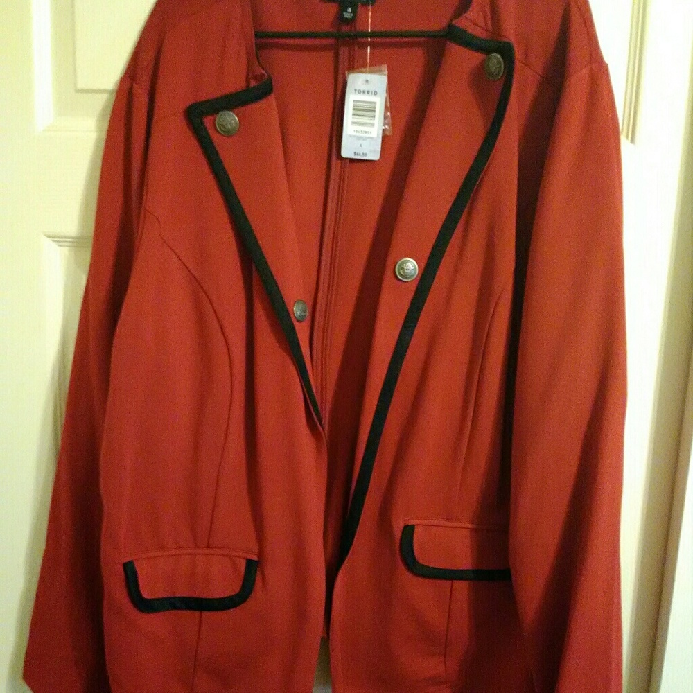 Red with black blazer
