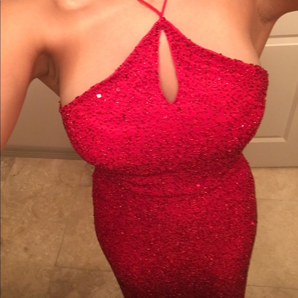 Handmade Beaded dress with Halter Top/corset back