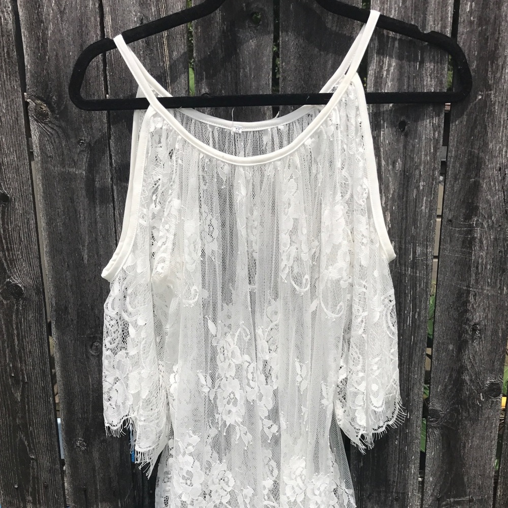 White Lace Off the Shoulder Boho Dress