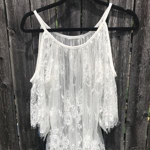 White Lace Off the Shoulder Boho Dress