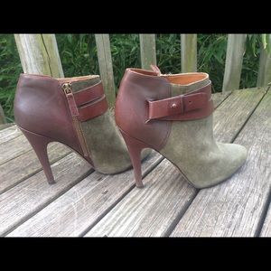 Brown/Olive Nine West Leather Booties sz 8.5