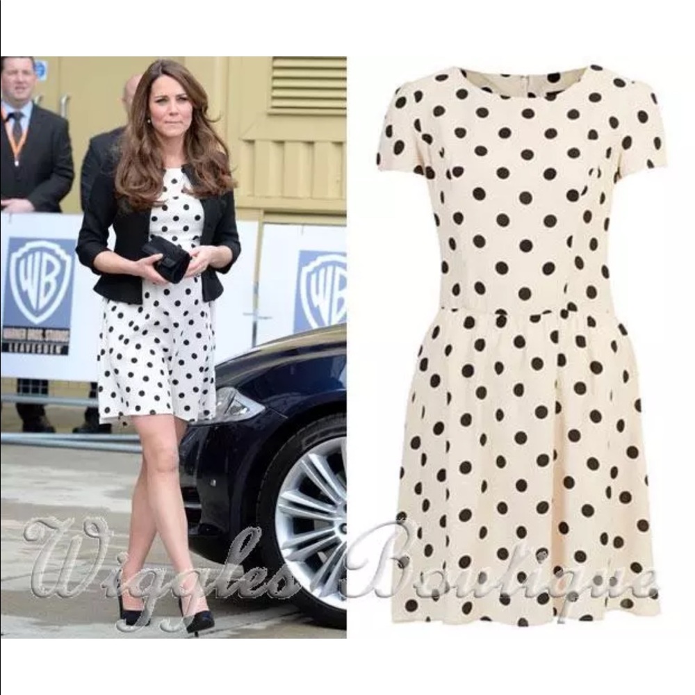 Topshop polka dot spit skater dress petite US2