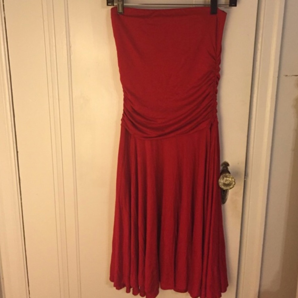 Red tube top dress