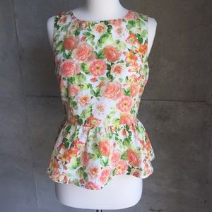 Forever 21 Tops - Floral Peplum Gold Button Down Back Top Forever 21 Tops - Floral Peplum Gold Button Down Back Top