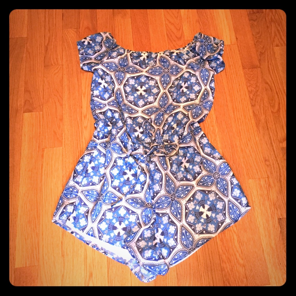 Geometric and floral romper