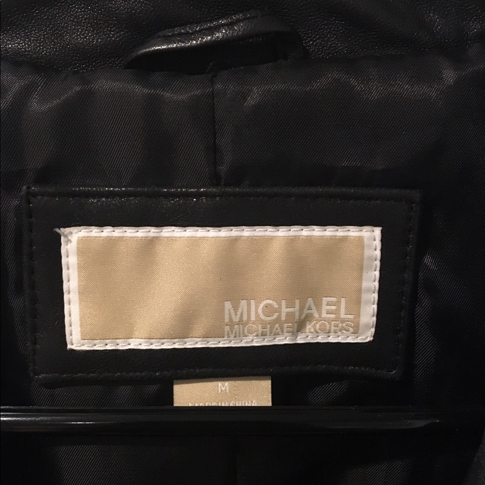 BNWOT Black Leather Quilted Moto Jacket - Picture 6 of 6