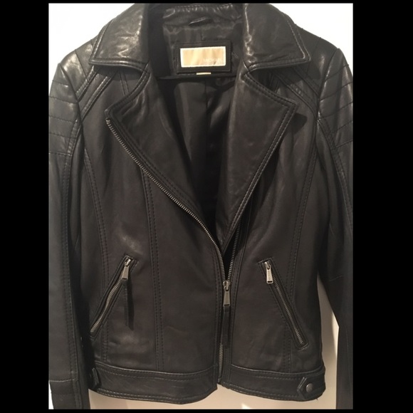 BNWOT Black Leather Quilted Moto Jacket - Picture 3 of 6