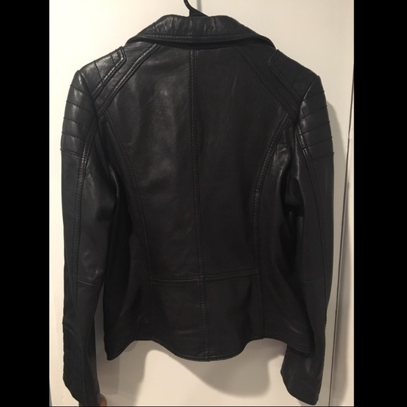 BNWOT Black Leather Quilted Moto Jacket - Picture 4 of 6