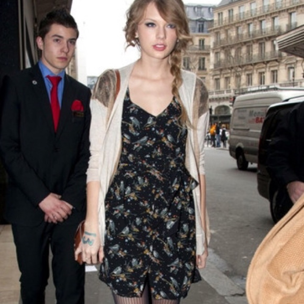 H&M "Taylor Swift" Navy Bird Print Shirt Dress
