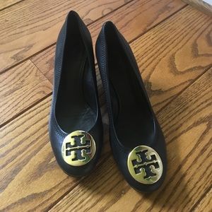 Tory Burch black wedge pump