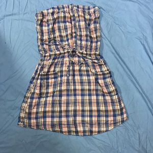 Aerie Plaid Strapless Dress