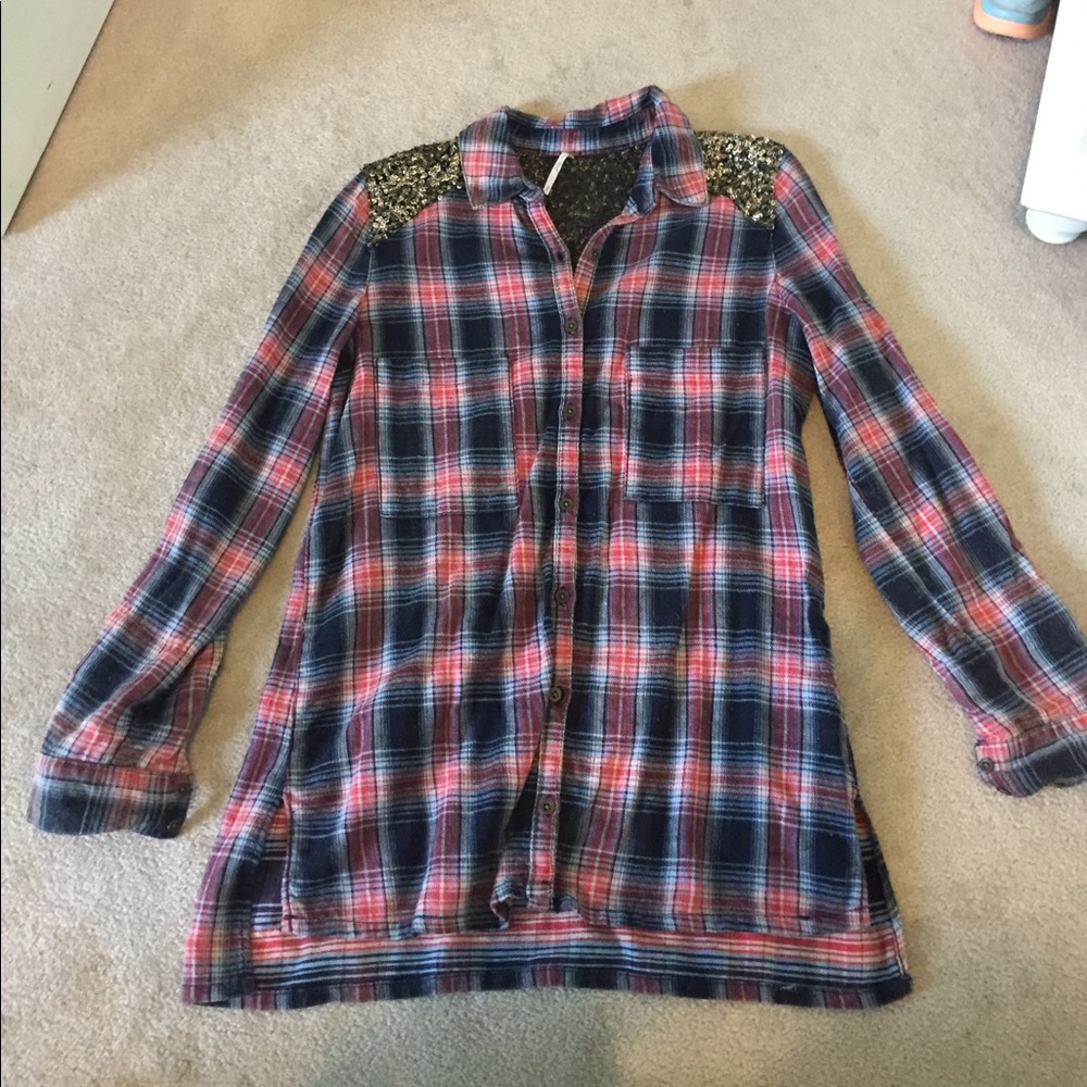 Free people flannel with beading
