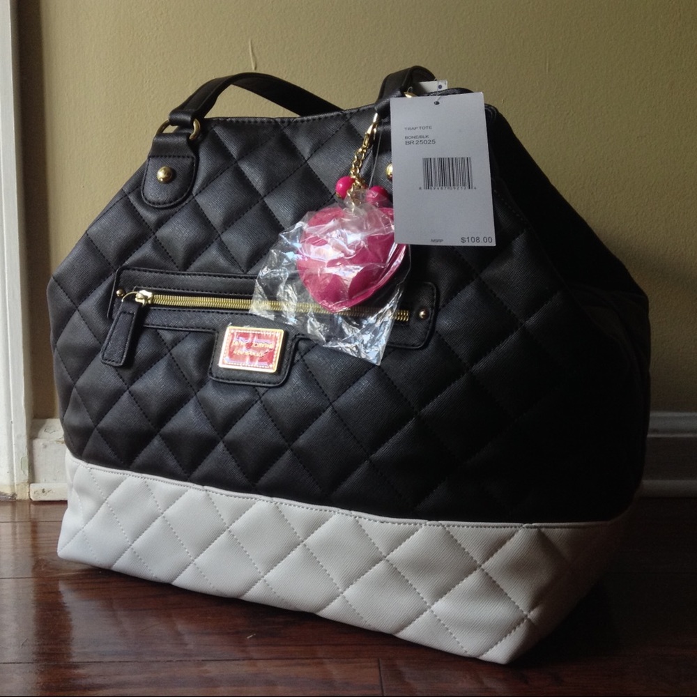 Betsey Johnson Black & White Quilted Purse