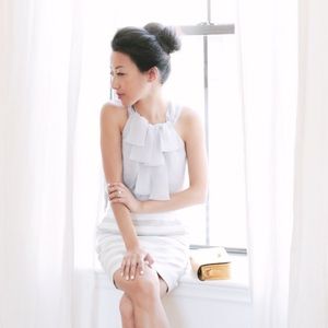 Ann Taylor LOFT Silver Halter Ruffle Tie Tank