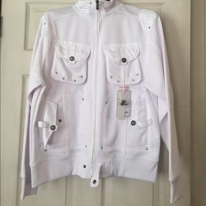 White Brooklyn Basement Bomber Jacket Large