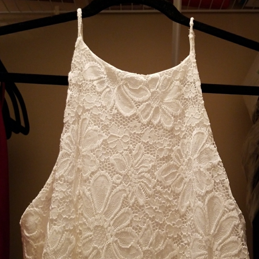 White lace crochet dress