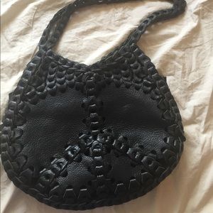 Lucky Brand Black Leather Peace Sign Bag