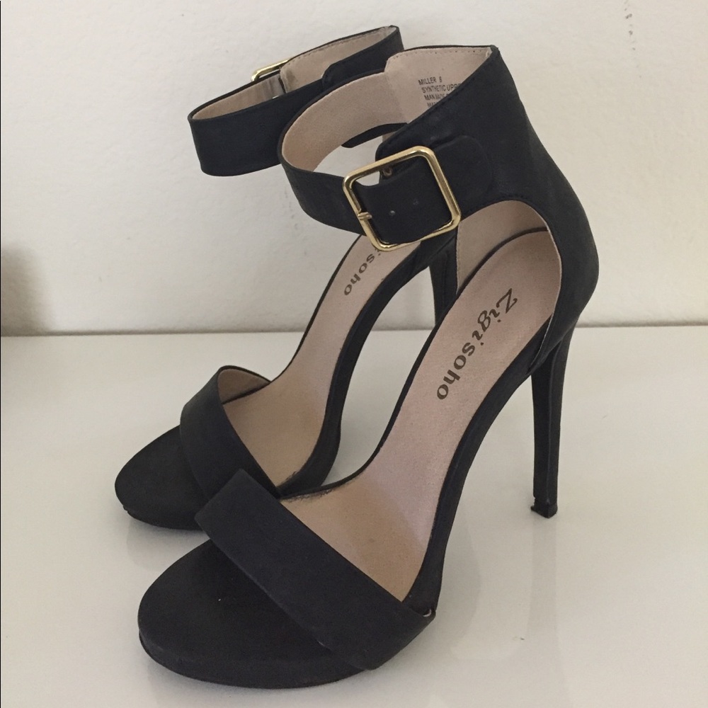 Black summer high heel sandals
