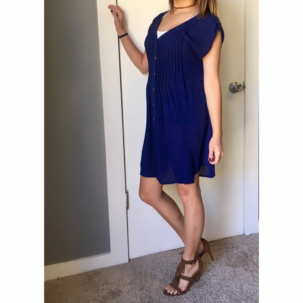 Blue sheer shift dress